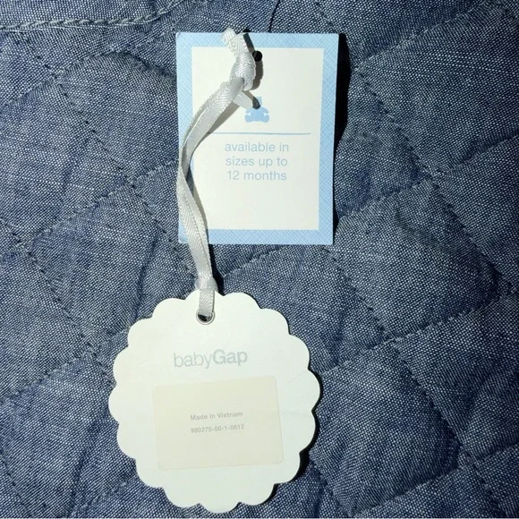 Baby Quilted Chambray Bear One-Piece Size 6M- 12M Blue Cozy Infant Winter Fall - Picture 6 of 8